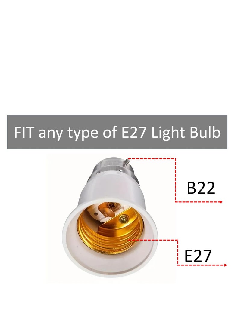 لافيش قاعدة لمبات إضاءة من ٤ قطع | محول من B22 إلى E27 | محول مصباح ممتد | حامل لمبات مقاوم للحريق | محول إديسون | مناسب لمصابيح LED CFL | مقبس مصباح متين | سهل التركيب - Image 2