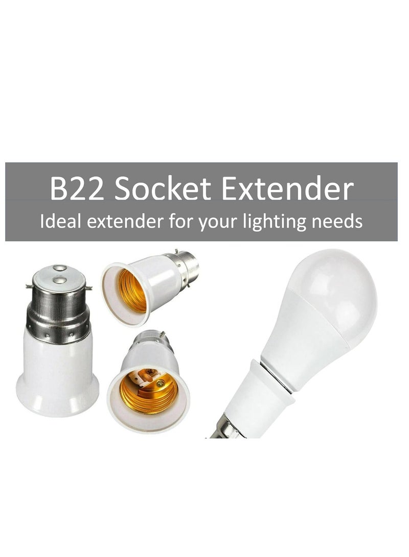 لافيش قاعدة لمبات إضاءة من ٤ قطع | محول من B22 إلى E27 | محول مصباح ممتد | حامل لمبات مقاوم للحريق | محول إديسون | مناسب لمصابيح LED CFL | مقبس مصباح متين | سهل التركيب - Image 5