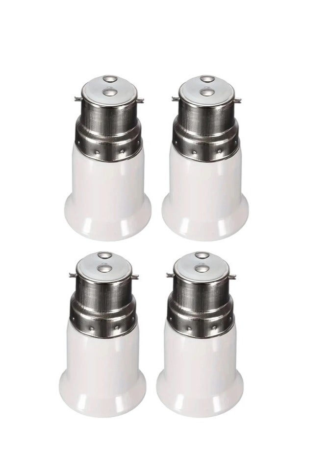 لافيش قاعدة لمبات إضاءة من ٤ قطع | محول من B22 إلى E27 | محول مصباح ممتد | حامل لمبات مقاوم للحريق | محول إديسون | مناسب لمصابيح LED CFL | مقبس مصباح متين | سهل التركيب - Image 1