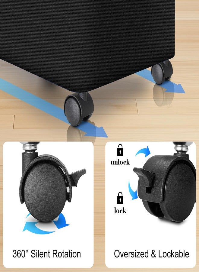 Wuevu Black Laundry Hamper with Lid and Wheels,Wheeled Laundry Basket with Handles Foldable Dirty Clothes Hamper Rolling Narrow Laundry Hamper for Bedroom Dorm Laundry Room-75L - Image 3
