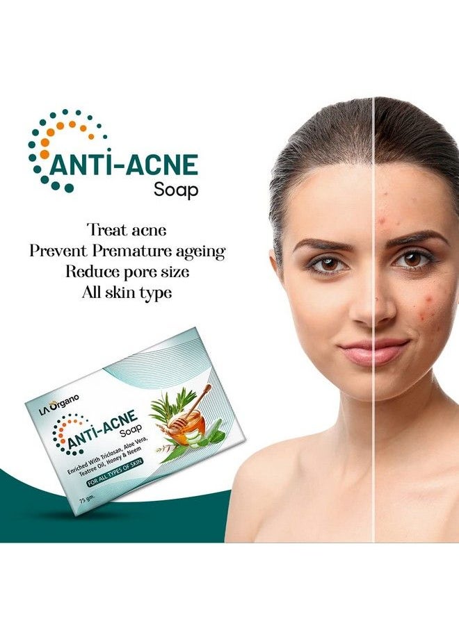 LA Organo - Anti Acne Soap For Remove Acne Blemishes Scars Pimples Dark Spots For All Skin (Pack Of 3) - Image 1
