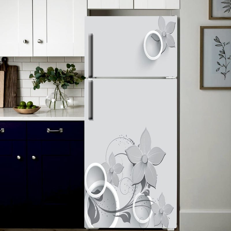 WallDaddy Fridge Stickers & Wall Stickers, Beautiful Fridge Decorative Sticker Wallpaper Poster (PVC Vinyl) Large Size (60x160 cm) (Slatey Flower)-Self-Adhesive - Image 1
