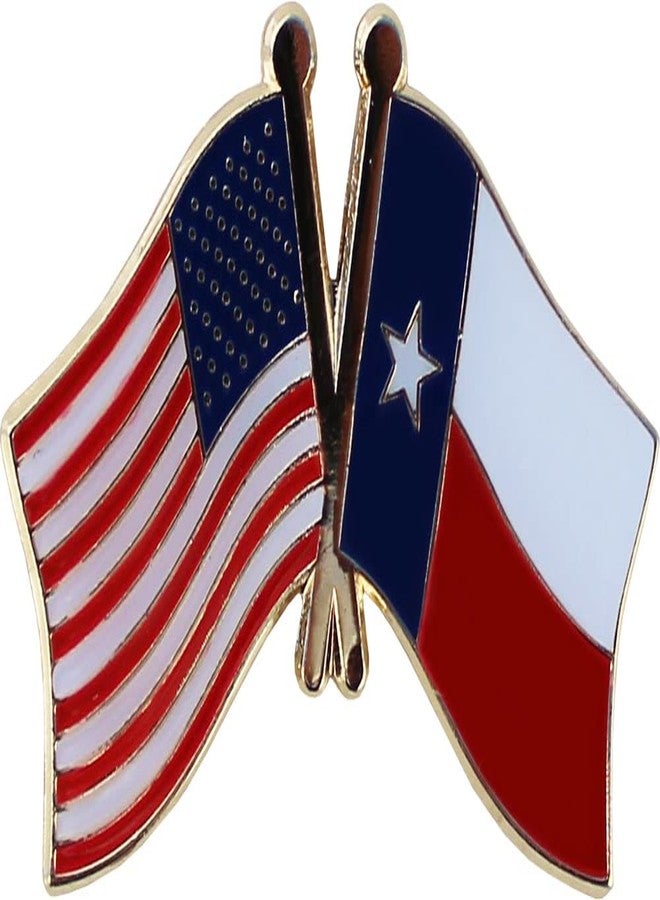Flagline USA and Texas Flag Die-struck Metal Friendship Lapel Pin with Butterfly Clasp Closure - Image 1