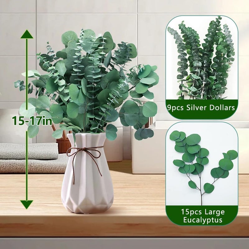 DTXMOH 24pcs Dried Eucalyptus Stems for Shower Hanging, 17'' Preserved Real Fresh Eucalyptus Branches, Shower Plant, Bathroom SPA and DIY - Image 4
