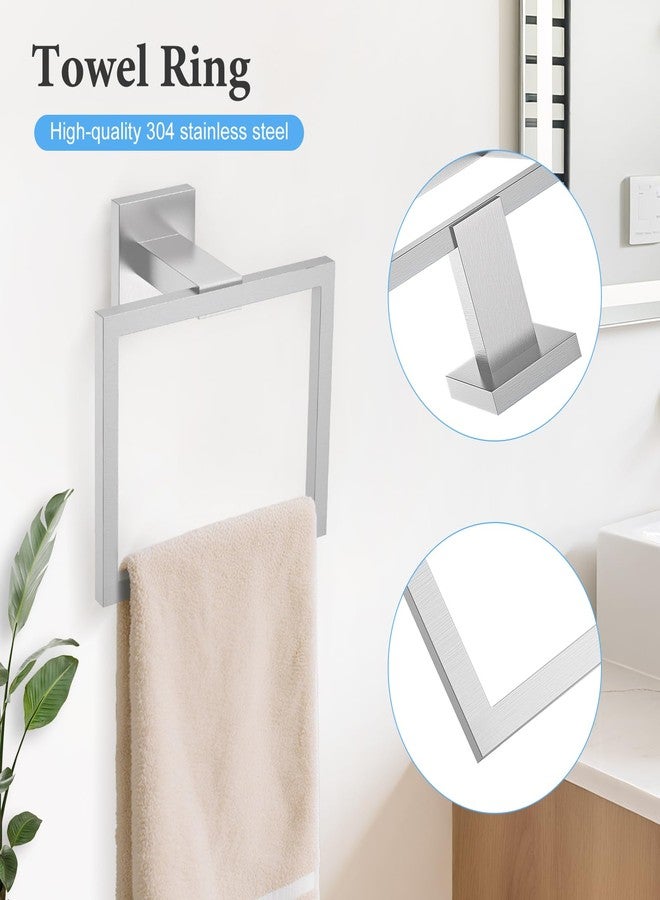 TURS Brushed Bathroom Accessory Set Towel Ring Set Stainless Steel Toilet Paper Holder Towel Ring Robe Hook Wall Mount - Image 2