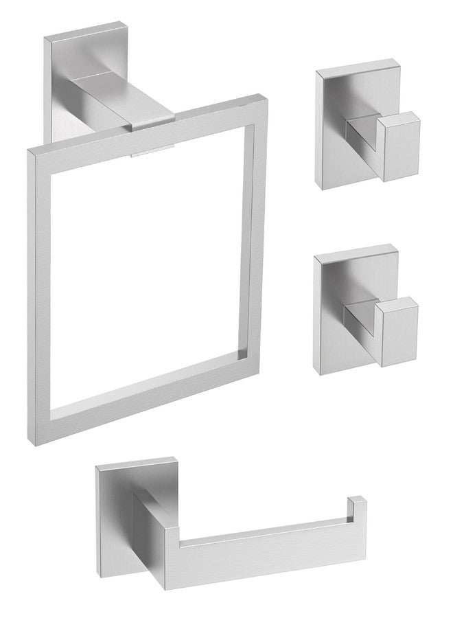 TURS Brushed Bathroom Accessory Set Towel Ring Set Stainless Steel Toilet Paper Holder Towel Ring Robe Hook Wall Mount - Image 1