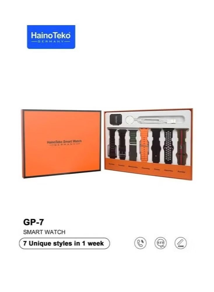 Haino Teko GP 7 Smart Watch for Men & Women | 7 Interchangeable Straps, Wireless Charger, Fitness Tracker, Heart Rate Monitor, Sleep Monitor, IP68 Waterproof | Stylish & Versatile - Image 1