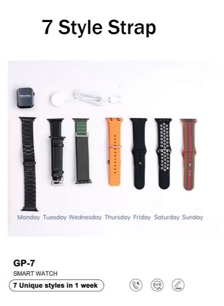 Haino Teko GP 7 Smart Watch for Men & Women | 7 Interchangeable Straps, Wireless Charger, Fitness Tracker, Heart Rate Monitor, Sleep Monitor, IP68 Waterproof | Stylish & Versatile - Image 3