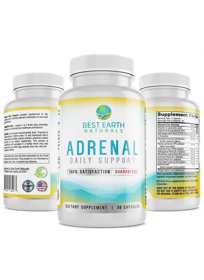 Best Earth Naturals - Adrenal Support Supplement Cortisol MGR with Rhodiola Rosea, B Vitamins, Ginger Root, Ashwagandha, Licorice and More for Adrenal 30 Count - Image 1