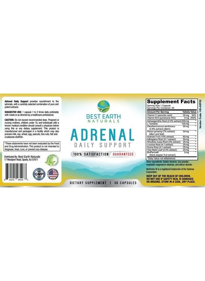 Best Earth Naturals - Adrenal Support Supplement Cortisol MGR with Rhodiola Rosea, B Vitamins, Ginger Root, Ashwagandha, Licorice and More for Adrenal 30 Count - Image 1