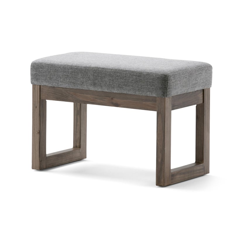 Simpli Home SIMPLIHOME Milltown Small Ottoman Bench - 26.8 inch Wide Upholstered Linen Look Fabric Rectangle Footstool Ottoman in Grey, Contemporary Bench for Bedroom or Entryway with Cushioned Seat, Assembled - Image 1
