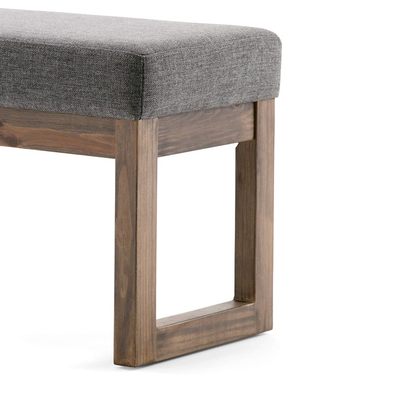 Simpli Home SIMPLIHOME Milltown Small Ottoman Bench - 26.8 inch Wide Upholstered Linen Look Fabric Rectangle Footstool Ottoman in Grey, Contemporary Bench for Bedroom or Entryway with Cushioned Seat, Assembled - Image 5