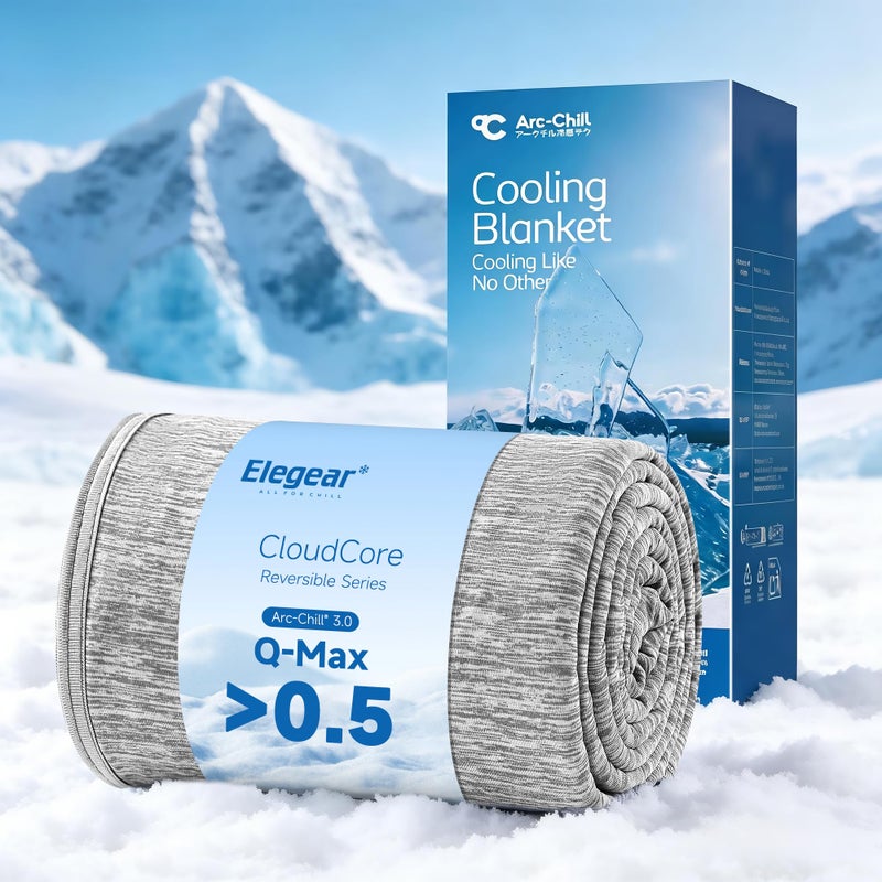 Elegear Revolutionary Cooling Blanket Throw Absorbs Heat to Keep Body Cool for Night Sweats ArcChill 30 Cool Fiber QMax05 for Hot Sleepers Lightweight Summer Cold Blankets for Sleeping Grey - Image 2