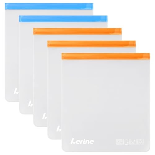 Lerine Reusable 2 Gallon Freezer Bags Dishwasher Safe, Reusable Freezer Bags 2 Gallon Capacity 13"x15.6", Leakproof BPA Free Food Storage Bags for Marinate Meats, Vegetables, Home Organization - Image 1