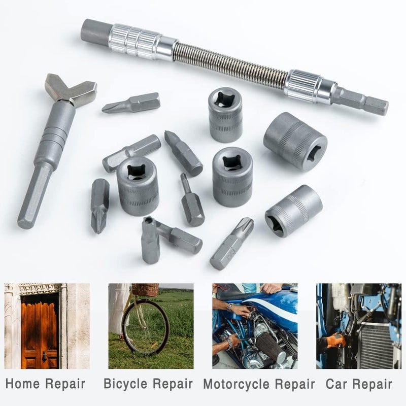 SHOWAY 38 in 1 Sturdy Ratchet Wrench Set, Mini Multi-Function Screwdriver Set, Easy Carry Socket Set, Hardware Tool Combination Screwdriver Tool Box, SRWRE01-OG - Image 2