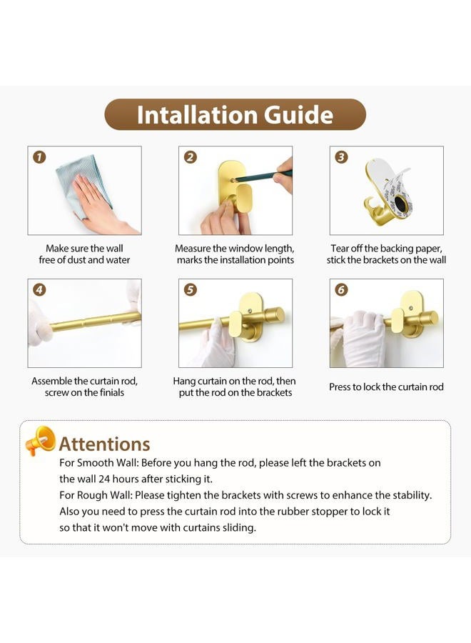 HOTOZON Curtain Rods No Drilling 32 to 43 Inch, HOTOZON 5/8 Inches No Drill Curtain Rods for Windows 20 to 39 Inches(1.7-3.2 ft), Renter Friendly Adjustable Small Drapery Rod for Lightweight Curtains, Gold - Image 4