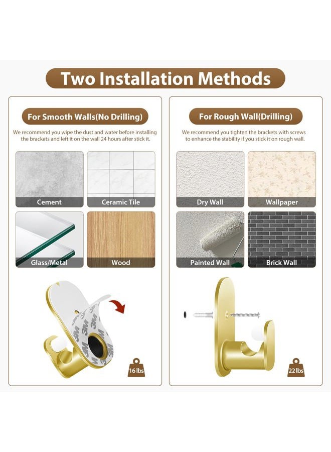 HOTOZON Curtain Rods No Drilling 32 to 43 Inch, HOTOZON 5/8 Inches No Drill Curtain Rods for Windows 20 to 39 Inches(1.7-3.2 ft), Renter Friendly Adjustable Small Drapery Rod for Lightweight Curtains, Gold - Image 3