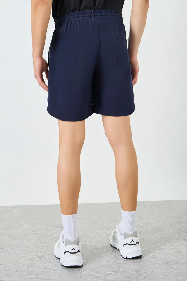Styli Active Navy Blue Men Printed Regular Shorts with Zipper Pocket for Men | Best Price UAE