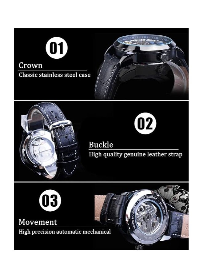 Watches for Men Watch Leather Strap Luxury Luminous Water Resistant Automatic Mechanical Wristwatch 8300