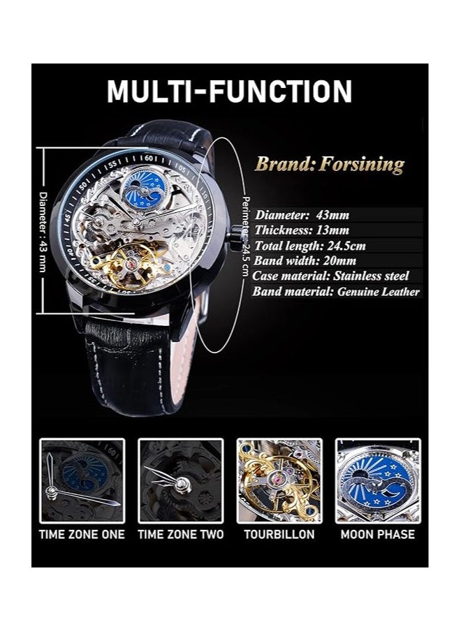 Watches for Men Watch Leather Strap Luxury Luminous Water Resistant Automatic Mechanical Wristwatch 8300