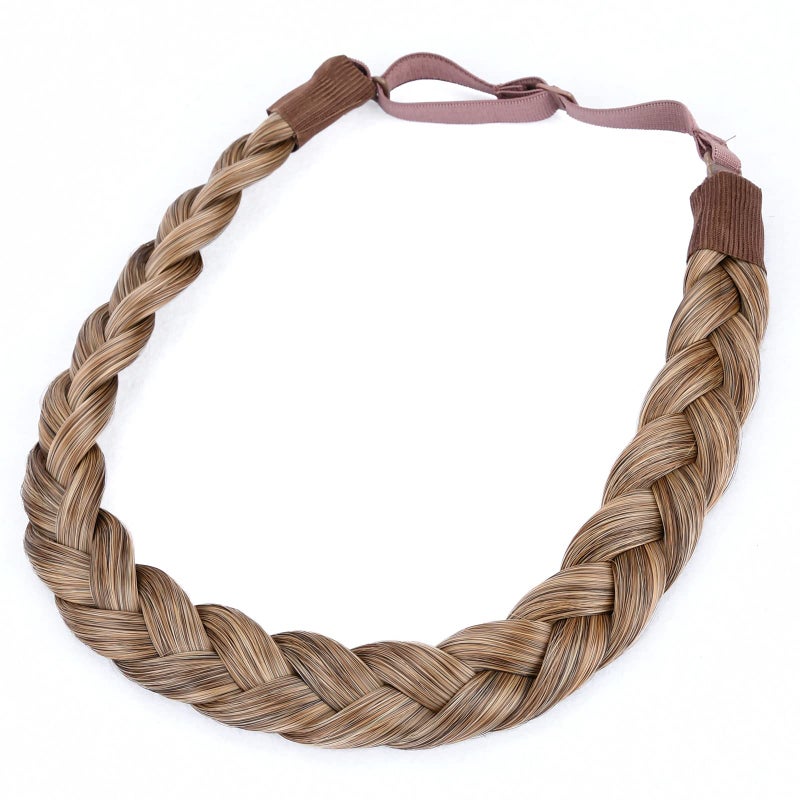 DIGUAN Synthetic Hair Braided Headband Classic Chunky Wide Plaited Braids Elastic Stretch Hairpiece Women Girl Beauty accessory, 55g aHairBeauty (#Dark Blonde) - Image 3