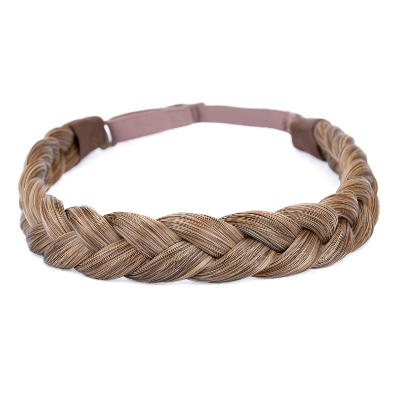 DIGUAN Synthetic Hair Braided Headband Classic Chunky Wide Plaited Braids Elastic Stretch Hairpiece Women Girl Beauty accessory, 55g aHairBeauty (#Dark Blonde) - Image 1
