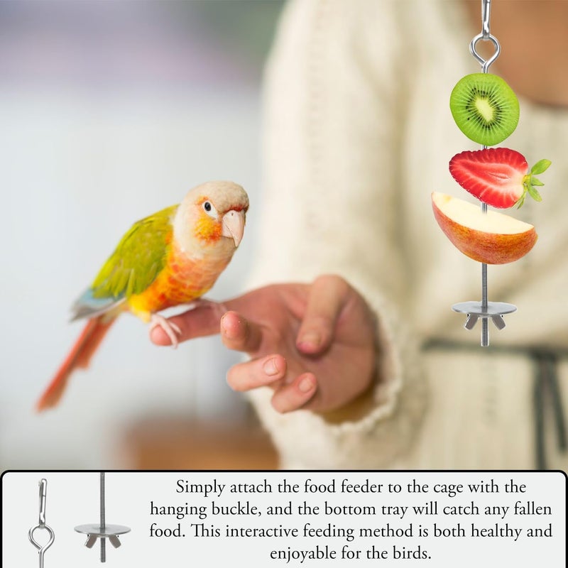 Tinkber 4 Pcs Bird Skewer, Stainless Steel Parrot Skewer Feeder Bird, Parrot Skewer Feeder, Parrot Bird Food Stick Holder, Bird Feeder Toy, Stainless Steel Bird Food fruit Holder, for Parrot Bird Foraging Toy - Image 4
