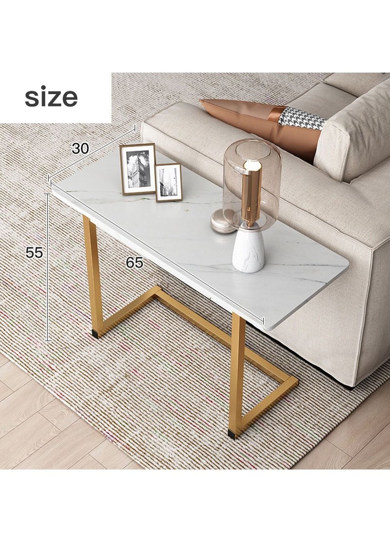 Sharpdo - طاولة جانبية للأريكة من شاربدو، طاولة قهوة جانبية على شكل حرف C بتصميم رخامي - Image 1