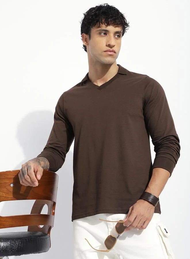 ديلينجر تيشيرت سادة بأكمام طويلة وقصة عادية للرجال