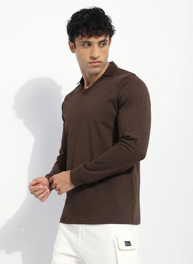 ديلينجر تيشيرت سادة بأكمام طويلة وقصة عادية للرجال