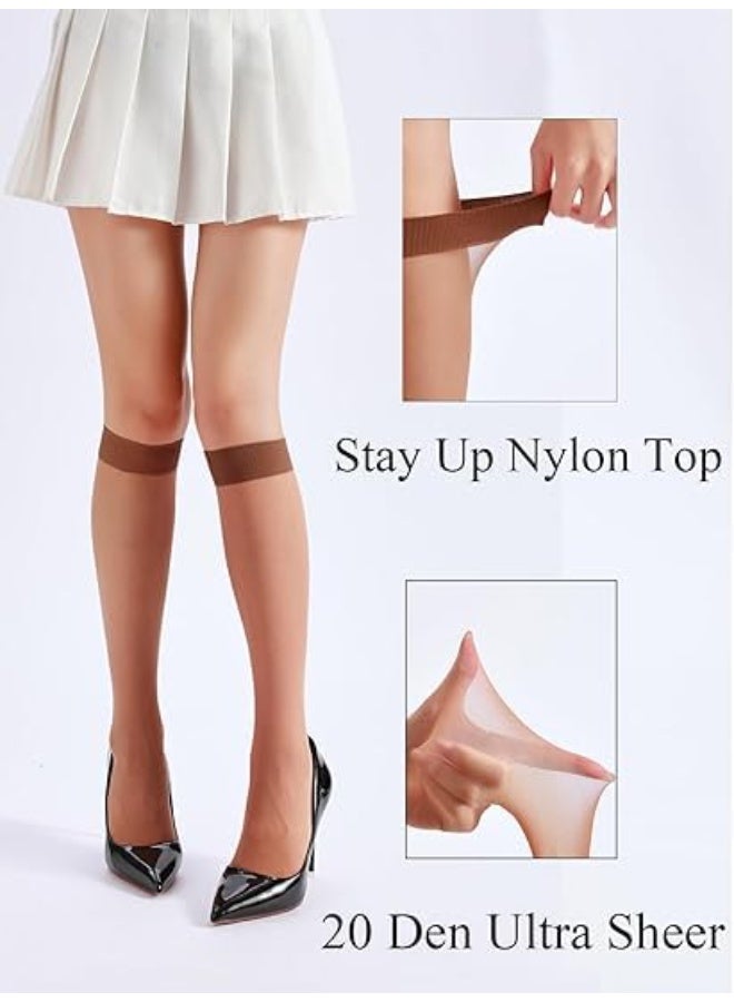 Be-Queen 6 Pairs Women's Knee High Sheer Socks 20D - Free Size - Lightweight Calf Length Stockings for Ladies - Image 5