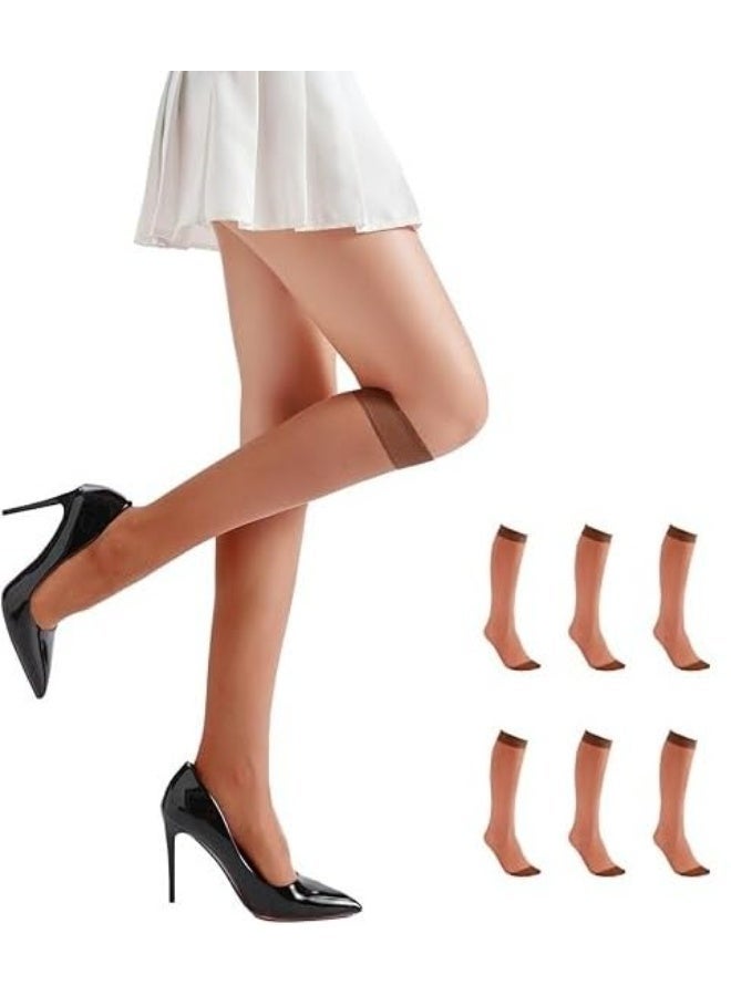 Be-Queen 6 Pairs Women's Knee High Sheer Socks 20D - Free Size - Lightweight Calf Length Stockings for Ladies - Image 1
