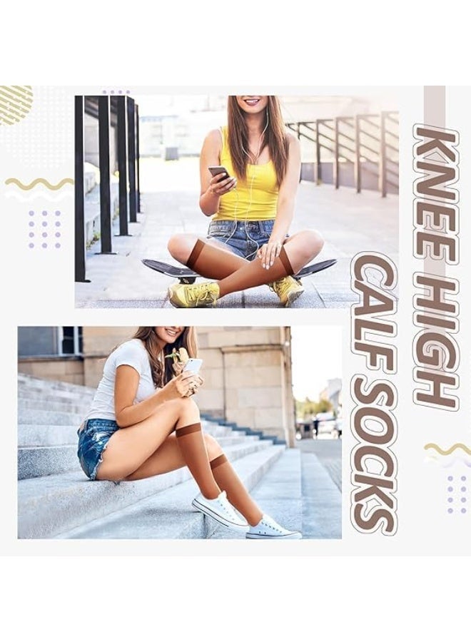 Be-Queen 6 Pairs Women's Knee High Sheer Socks 20D - Free Size - Lightweight Calf Length Stockings for Ladies - Image 3