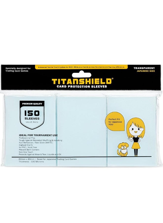 TitanShield (150 Sleeve/Clear) Small Japanese Sized Trading Card Sleeves Deck Protector for Yu-Gi-Oh, Cardfight!! Vanguard & Photocards - Image 1