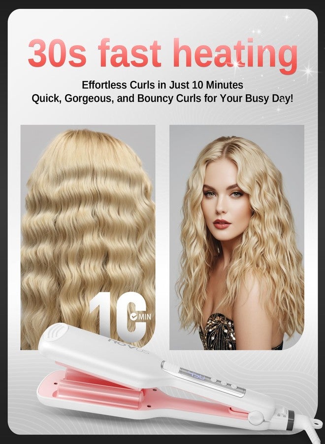 NOVUS Hair Crimper Waves and 4-Barrel Wave Curling Iron, Shallow Wave Hair Curlers Hot Tool with Ceramic, 0.6 Inch Beach Waves Curling Wand, Hair-Type Adjustable Heat - Image 4