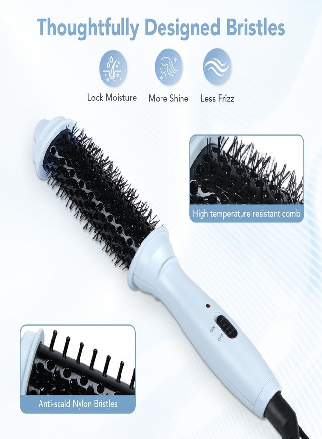 Ouphiny Dual Voltage Heated Round Brush, Mini Thermal Brush for Volumizing and Small Curls, 1 Inch Travel Curling Iron for Short Hair, Blue - Image 4