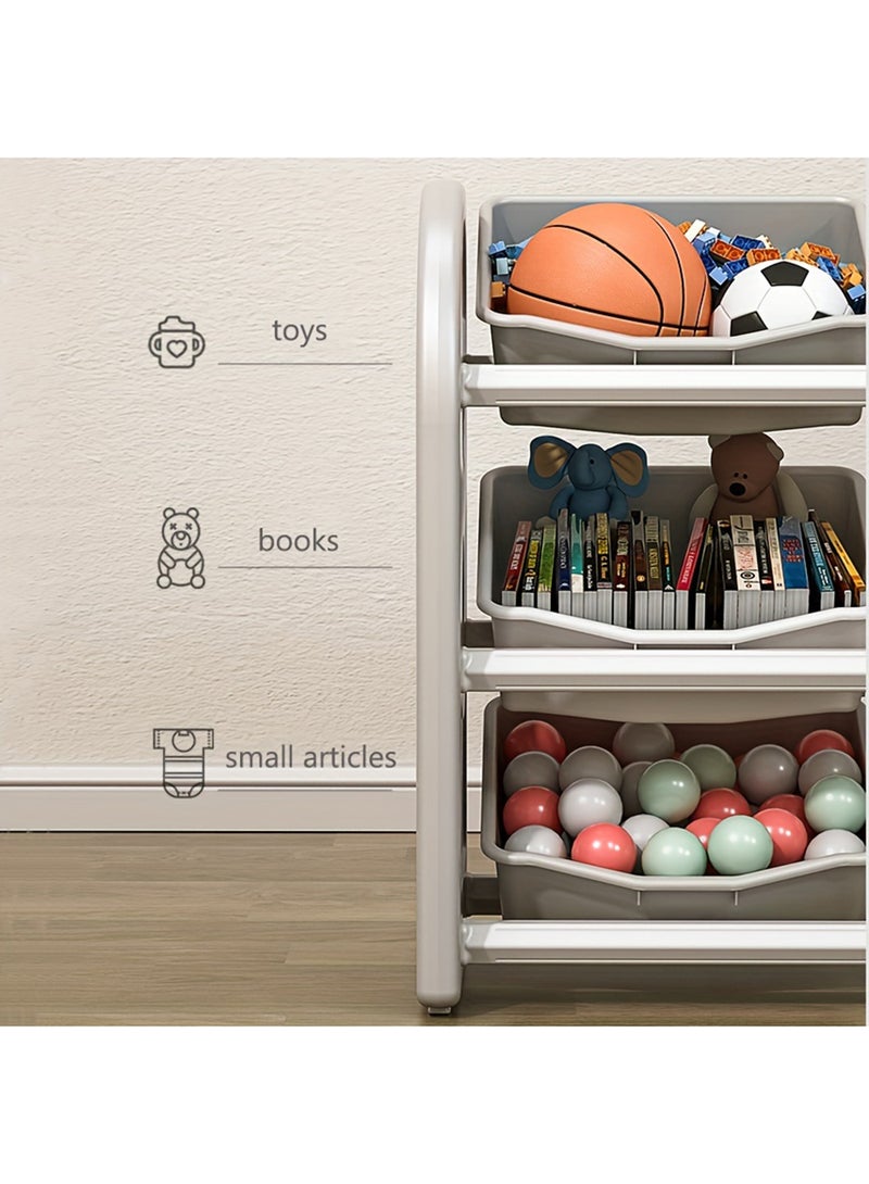 EzzySo Children Multi-Bin Toy Organizer, Storage Bins Toy Boxes, Kids Toy Storage Rack, 3 Layer Children Storage Shelf with 6 Bins for Girls and Boys in Bedroom Playroom Living Room  - Image 2