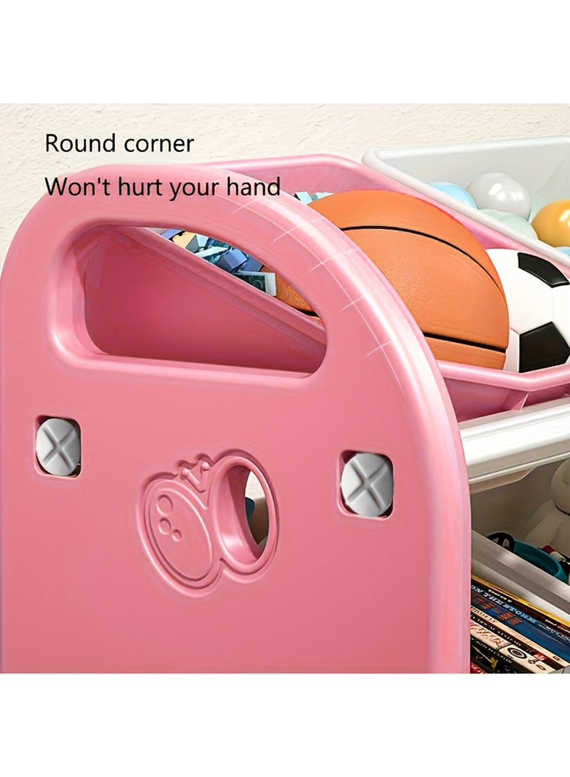 EzzySo Children Multi-Bin Toy Organizer, Storage Bins Toy Boxes, Kids Toy Storage Rack, 3 Layer Children Storage Shelf with 6 Bins for Girls and Boys in Bedroom Playroom Living Room  - Image 4