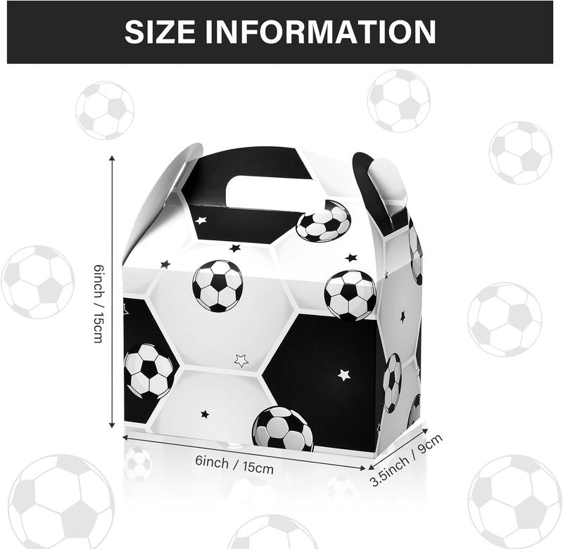 كلاراكو صندوق حلوى كرة القدم مكون من 12 قطعة، صندوق هدايا حلوى، مقاس 6 × 6 × 3.5 بوصة، هدايا حفلات عيد ميلاد كرة القدم، صندوق حلوى، هدايا حفلات، أكياس ورقية لحلوى كرة القدم، ديكورات حفلات كرة القدم، مجموعة هدايا الحفلات (تصميم لطيف) - Image 2