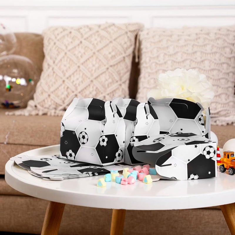 كلاراكو صندوق حلوى كرة القدم مكون من 12 قطعة، صندوق هدايا حلوى، مقاس 6 × 6 × 3.5 بوصة، هدايا حفلات عيد ميلاد كرة القدم، صندوق حلوى، هدايا حفلات، أكياس ورقية لحلوى كرة القدم، ديكورات حفلات كرة القدم، مجموعة هدايا الحفلات (تصميم لطيف) - Image 5