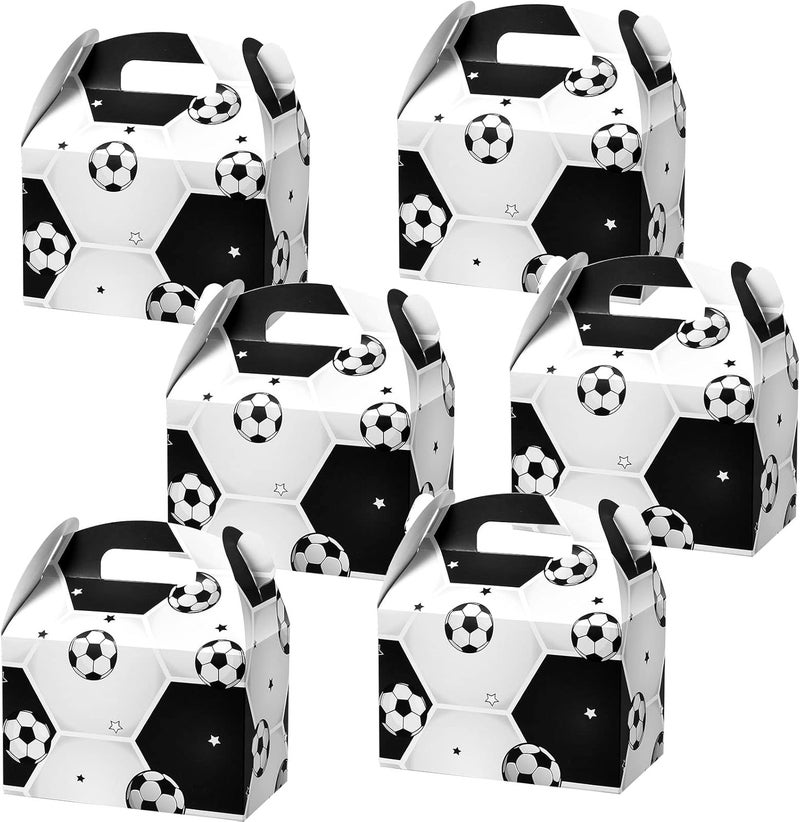 كلاراكو صندوق حلوى كرة القدم مكون من 12 قطعة، صندوق هدايا حلوى، مقاس 6 × 6 × 3.5 بوصة، هدايا حفلات عيد ميلاد كرة القدم، صندوق حلوى، هدايا حفلات، أكياس ورقية لحلوى كرة القدم، ديكورات حفلات كرة القدم، مجموعة هدايا الحفلات (تصميم لطيف) - Image 1