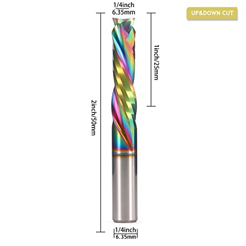 HOZLY Spiral Router Bits Up Down Compression Bit with DLC Coating 14 inch Cutting Diameter 1 Cutting Length14 inch Shank Solid Carbide CNC End Mill for Wood Carving Engraving Grinding Grooving - Image 3