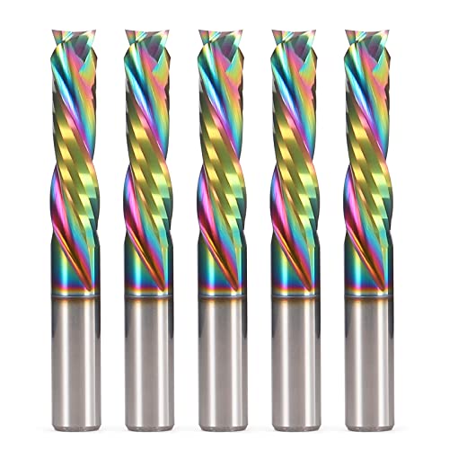 HOZLY Spiral Router Bits Up Down Compression Bit with DLC Coating 14 inch Cutting Diameter 1 Cutting Length14 inch Shank Solid Carbide CNC End Mill for Wood Carving Engraving Grinding Grooving - Image 1