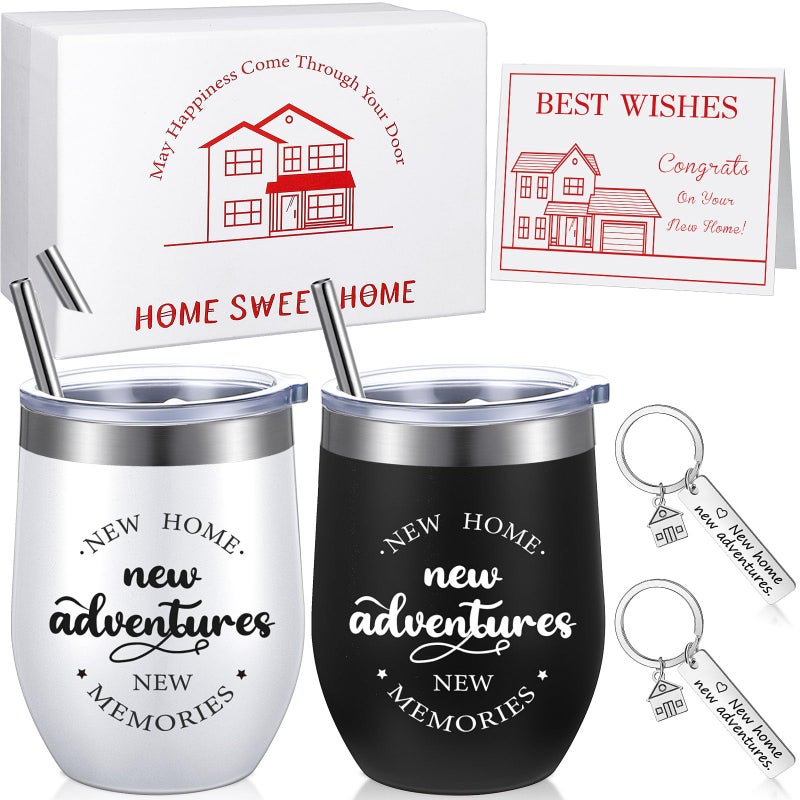 Sieral House Warming Gift for New Home House Warming Wine Tumbler for Women Men New Adventure for Friend Owner Couples Homeowners Clients Real Estate Agent Wedding Gifts12 ozCute Style