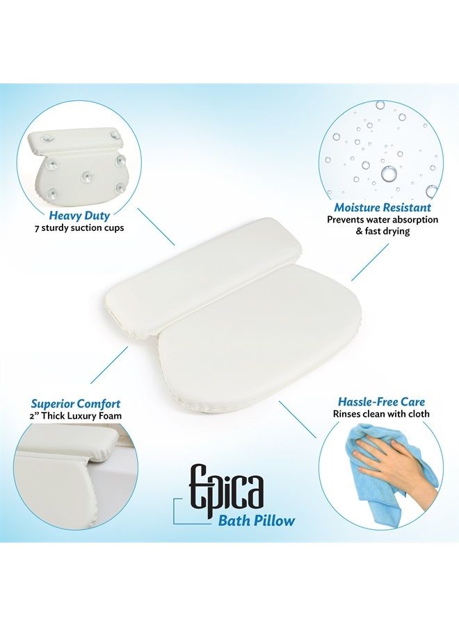 Epica وسادة حمام | إكسسوارات حمام فاخرة للنساء والرجال، ديكور حوض الاستحمام، أساسيات الحمام | وسادة مضادة للانزلاق ومقاومة للماء مع أكواب شفط قوية، دعم رقبة حوض الاستحمام الساخن، وسادة سبا حوض الاستحمام، بيضاوي - Image 1