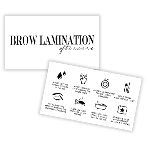 UGBFHT 100 Pack Brow Lamination Aftercare Cards Brow Lamination Aftercare Instructions Cards 35x21 Business Card Size Brow Lamination Kit for Brow Lamination Supplies Eyebrow Lamination Supplies - Image 1