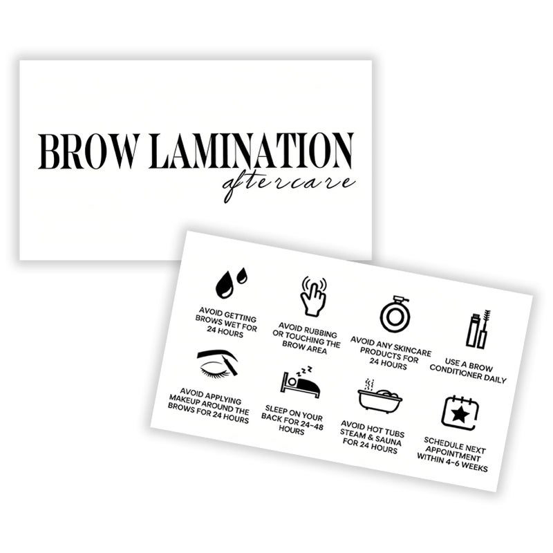 UGBFHT 100 Pack Brow Lamination Aftercare Cards Brow Lamination Aftercare Instructions Cards 35x21 Business Card Size Brow Lamination Kit for Brow Lamination Supplies Eyebrow Lamination Supplies - Image 3