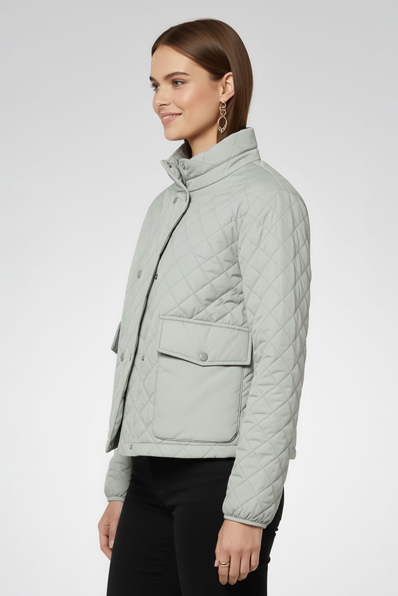 Andrew Marc Women Quilted Puffer Jacket, Grey - Image 3