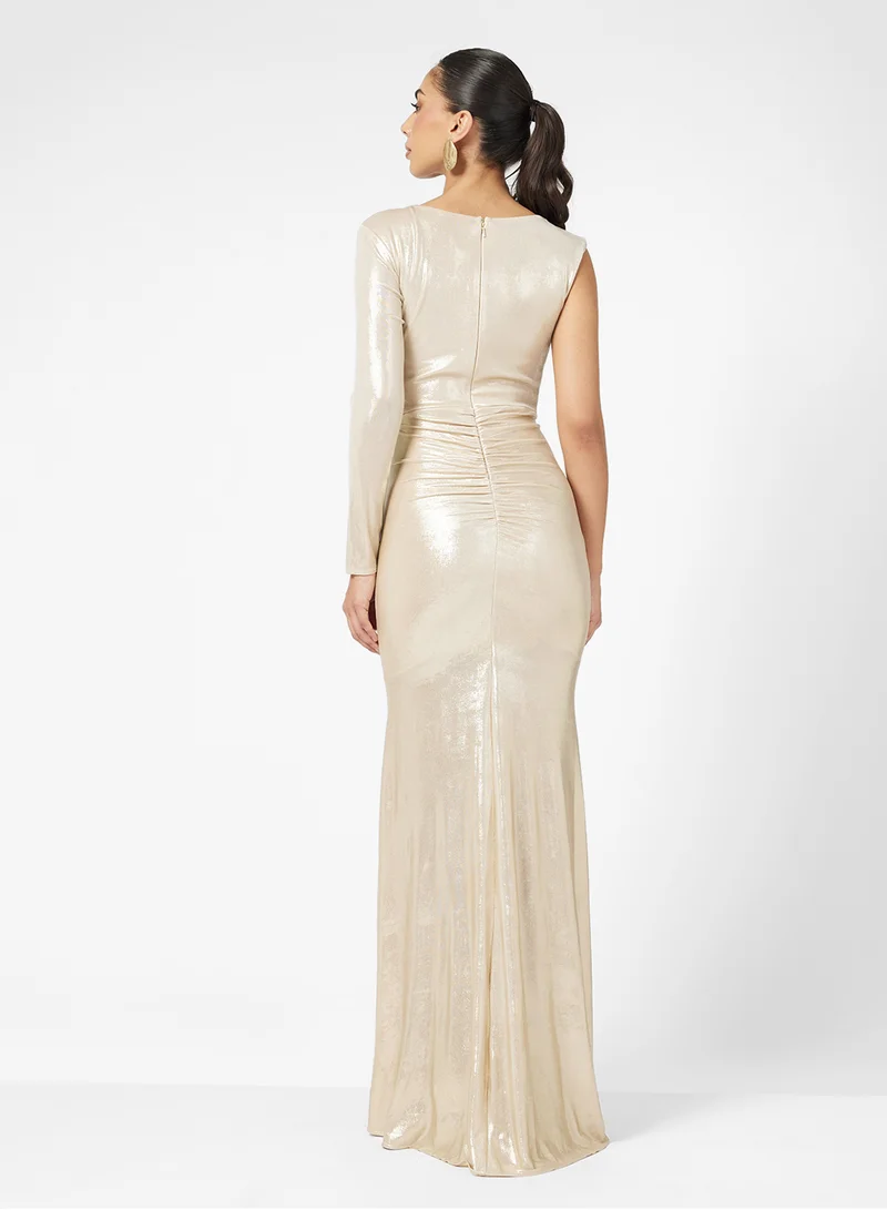 Namshi x Ruched Dress With Metallic Shine