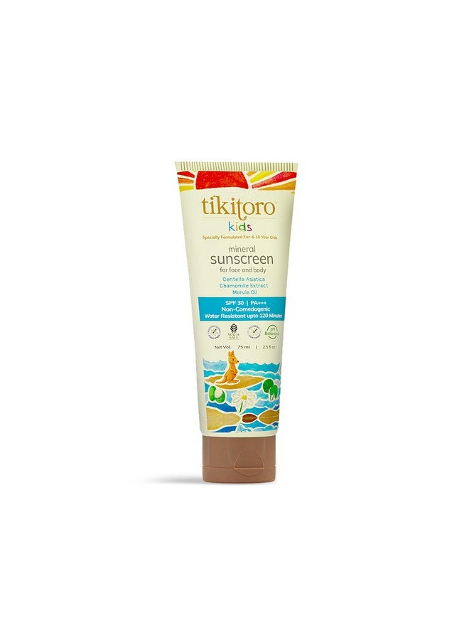 Tikitoro Kids Mineral Sunscreen SPF 30 PA+++| Hypoallergenic & Dermatologist Tested| Chamomile, Niacinamide & Zinc Oxide| Prevents Tanning & Hydrates Skin| 100% Vegan| No Parabens & Sulphates (75 ml) - Image 1
